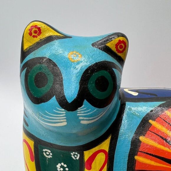 Vintage Puerto Vallarte 1990 Art Deco Cool Mexican Cat Ceramic Home Decor - Picture 4 of 13